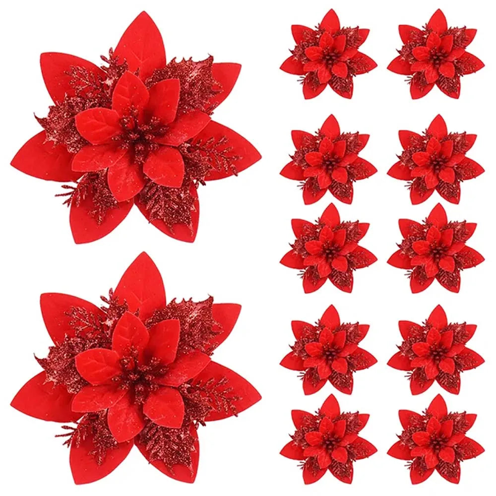 5/10pcs 14.5cm Christmas Flower Ornaments
