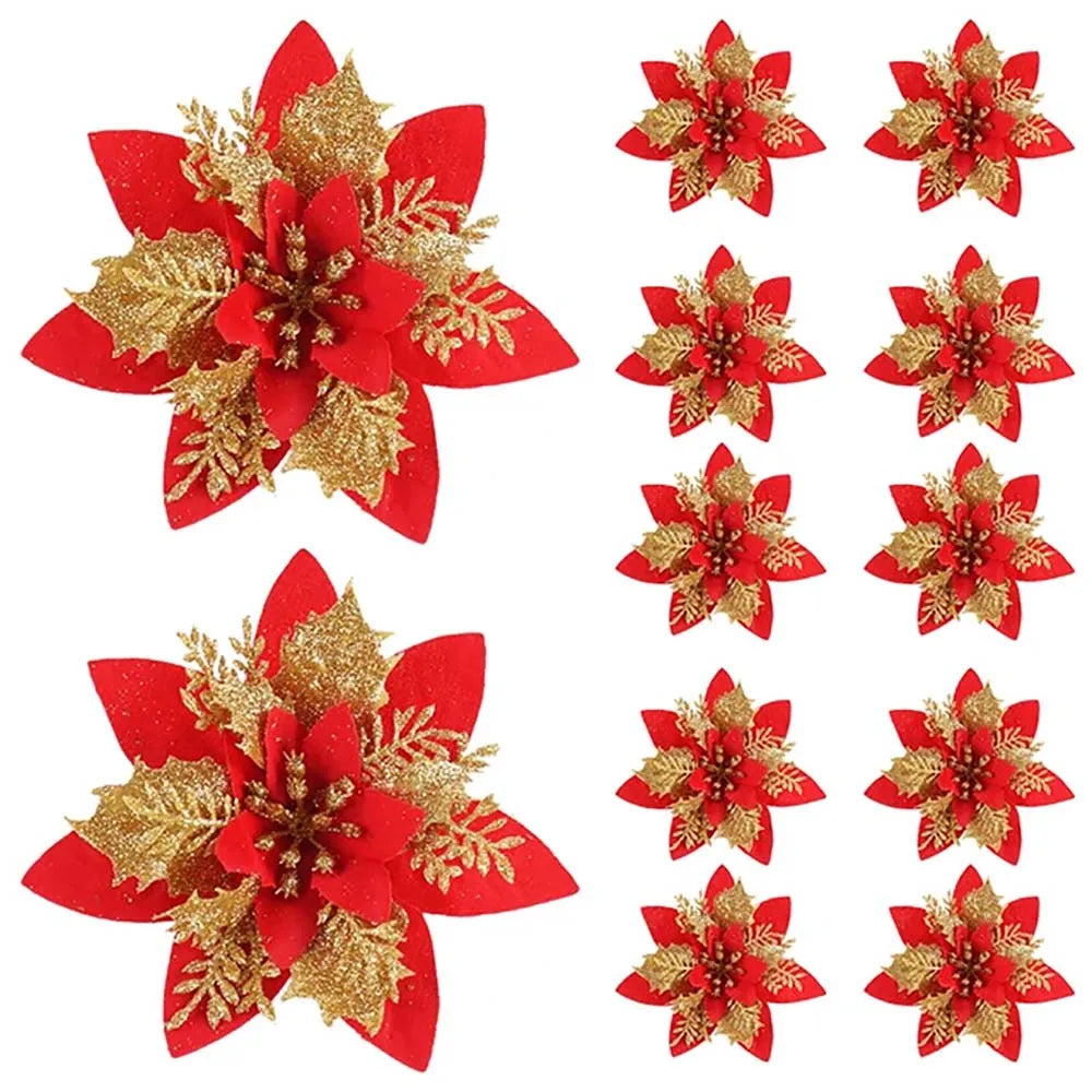 5/10pcs 14.5cm Christmas Flower Ornaments