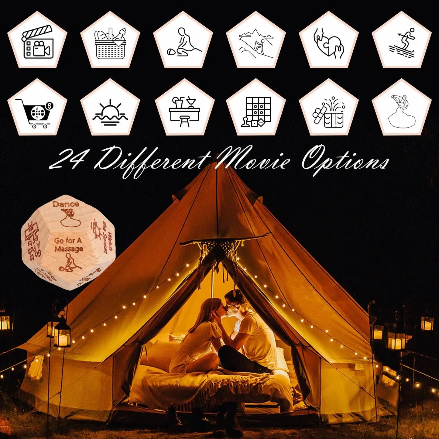Dice for Her Him Couples Gift Food  Movie Activity Decision Dice Games Christmas Birthday Valentines Day Gifts for Wife Husband