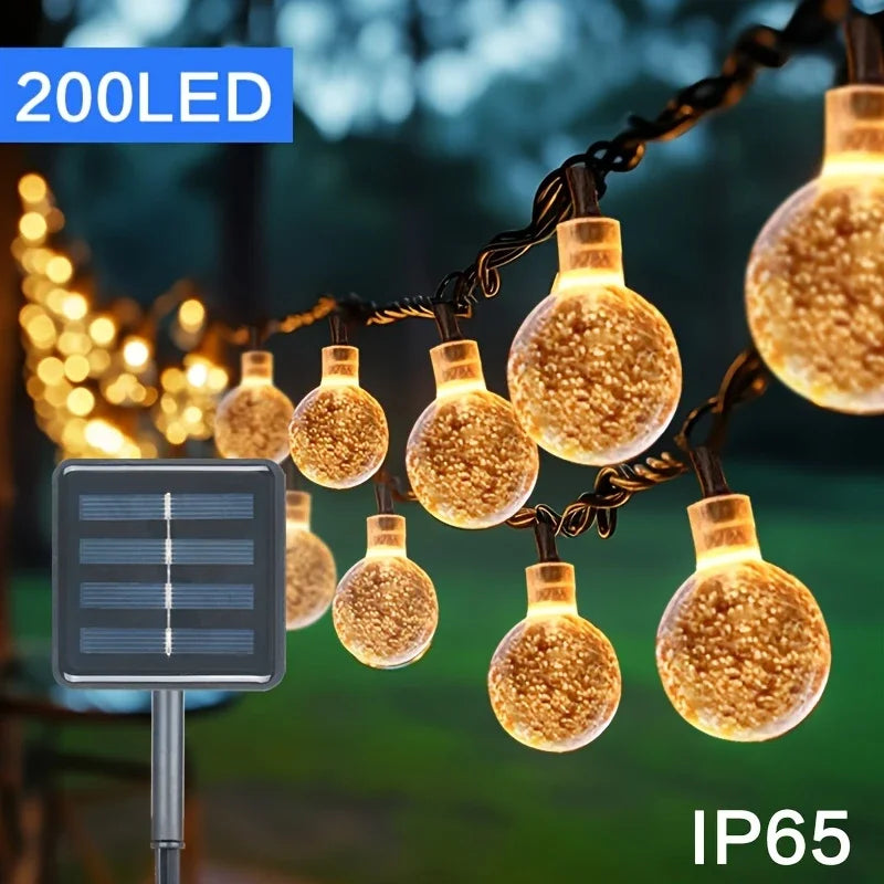 1pack 20/100/200 LED Crystal Globe Solar String Lights