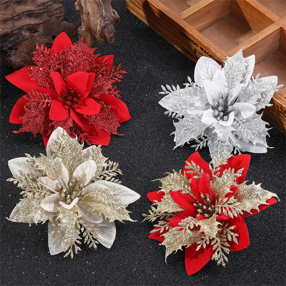 5/10pcs 14.5cm Christmas Flower Ornaments