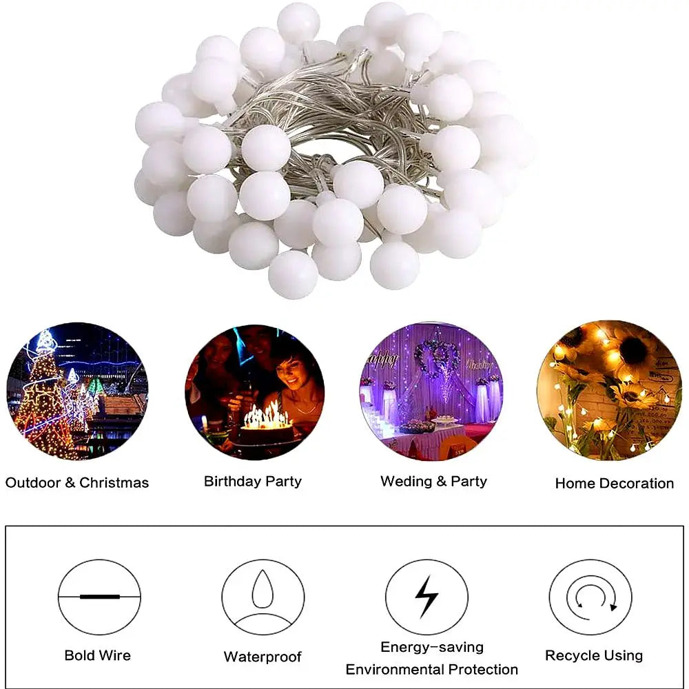 13M Ball LED String Lights